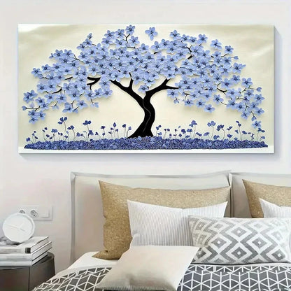 A Blue Flower Abstract Wall Art Canvas Office Home Room Framed 120x60cm