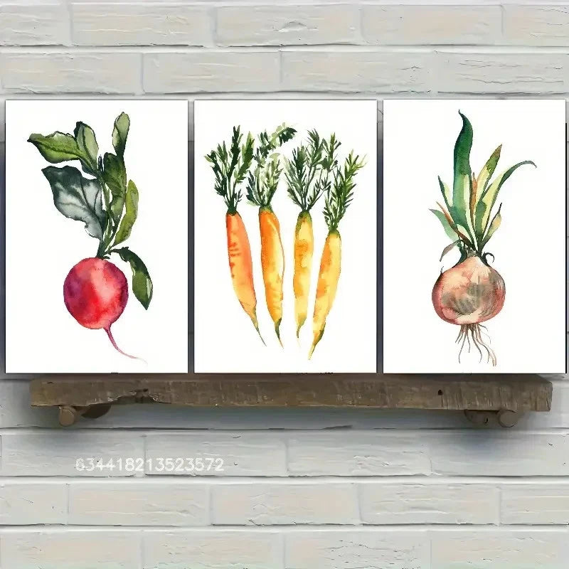 3pcs Beet Carrot Print Vegetable art poster Metal Print Ready to Hang Art - Bella Home Decor