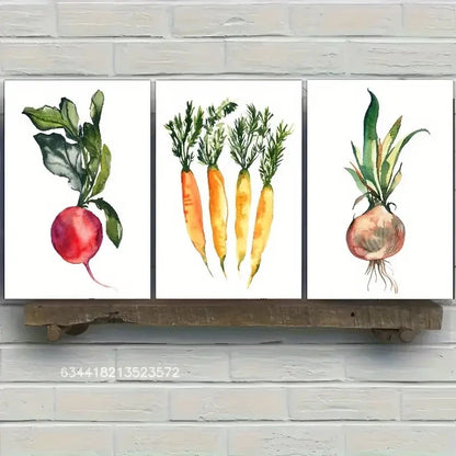 3pcs Beet Carrot Print Vegetable art poster Metal Print Ready to Hang Art - Bella Home Decor