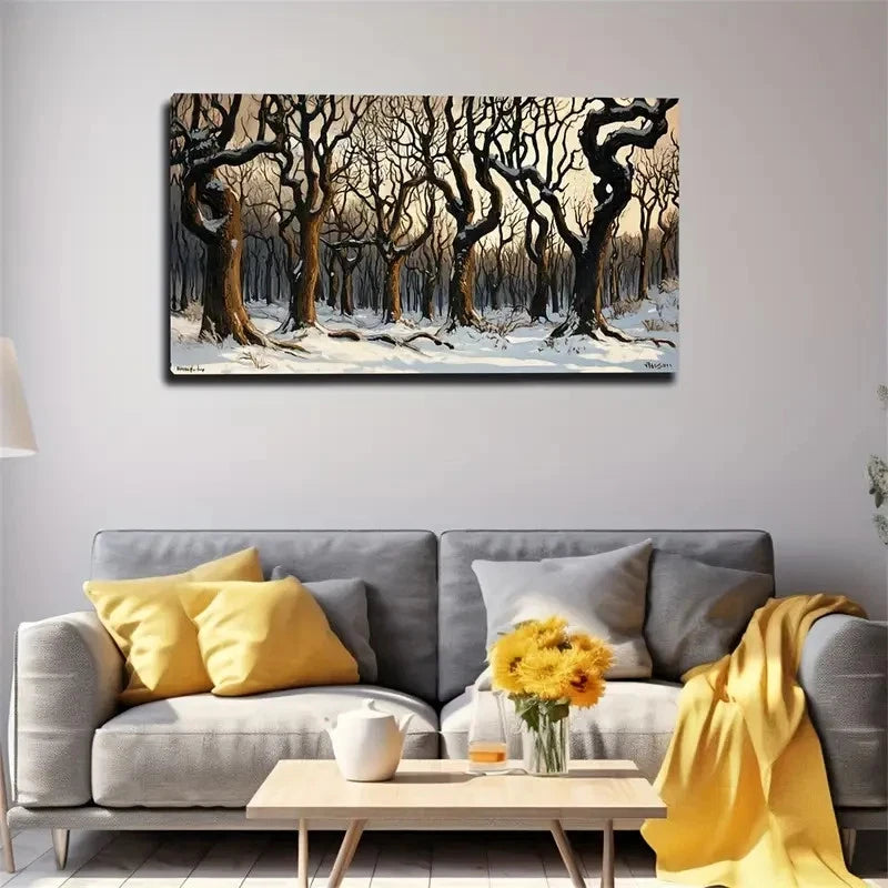 Winter Tree Modern Land Wall De Wall Art Canvas Office Home Room Framed 120x60cm