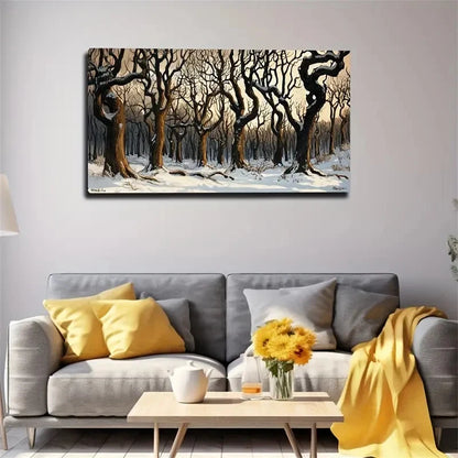 Winter Tree Modern Land Wall De Wall Art Canvas Office Home Room Framed 120x60cm