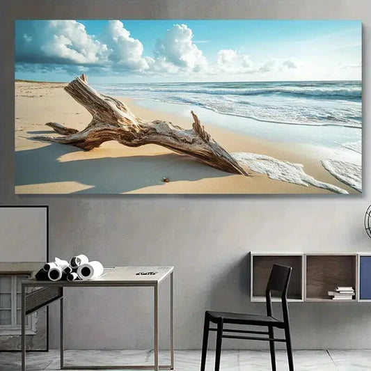 Abstract Sea Coastal Beach wall canvas office home room framed 120x60cm