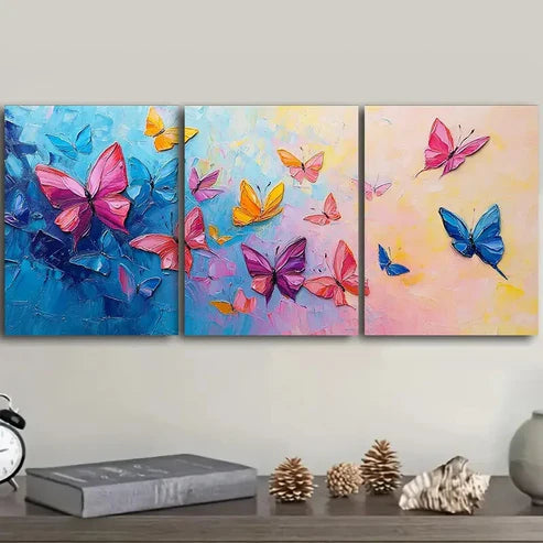 3pcs Lots of butterflies dancing Wall Art Set Canvas Unframed - High Quality Print 100% Australian Made Wall Canvas