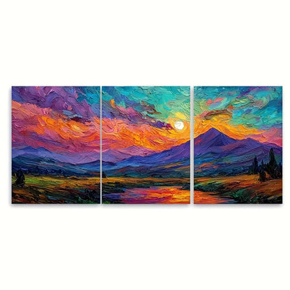 3pcs Mountain River Landscape Metal Print Ready to Hang Art