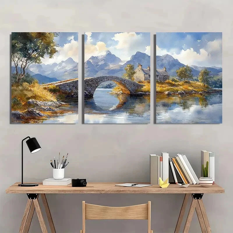 3pcs Scotland Painting Watercolor Isle of Skye Metal Print Ready to Hang Art - Bella Home Decor