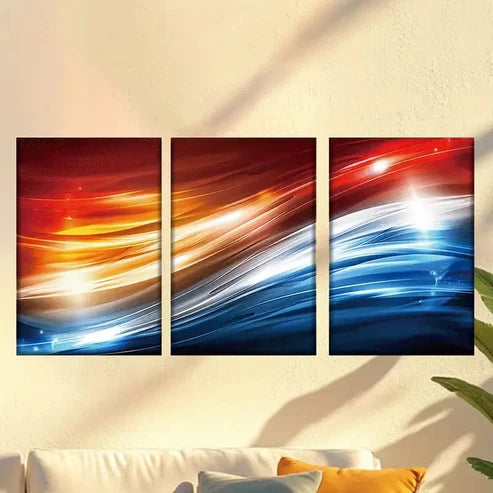 3pcs blue red aurora Wall Art Set Canvas Unframed - High Quality Print 100% Australian Made Wall Canvas - Bella Home Decor