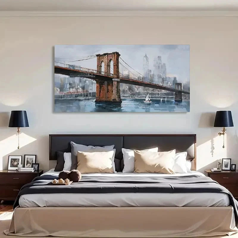 Abstract New York City Skyline Wall Artc Canvas Office Home Room Framed 120x60cm