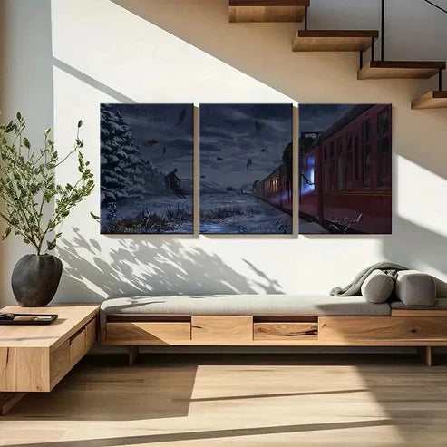 3pcs Featuring Wizards Ghosts & Winter Scene Wall Art Canvas Unframed - High Quality Print 100% Australian Made Wall Canvas
