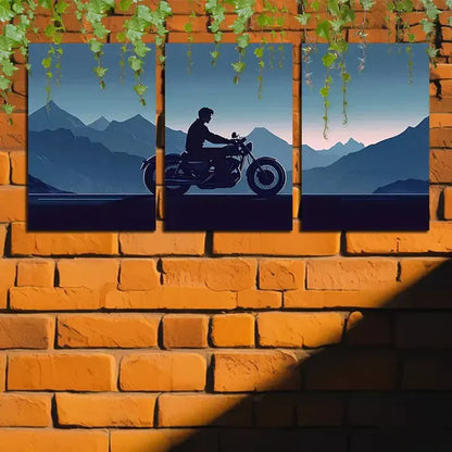 3pcs Vibrant Motorcycle Rider Wall Art Canvas Unframed - High Quality Print 100% Australian Made Wall Canvas
