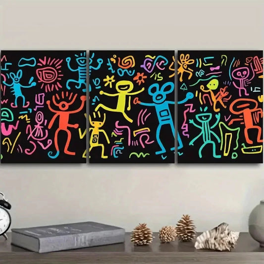 3pcs Surreal character graffiti Metal Print Ready to Hang Art