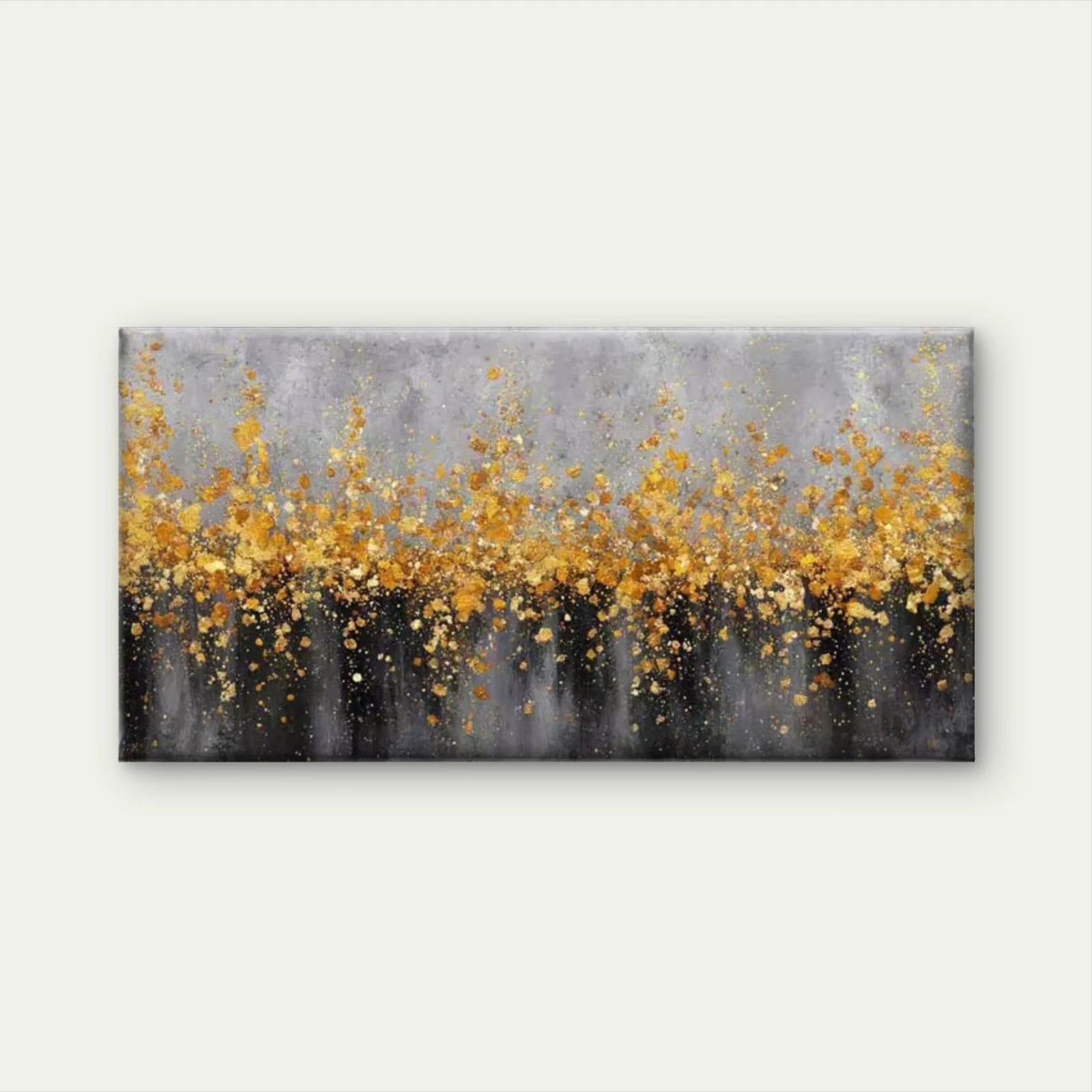 Golden Rainfall Flowers Wall Art Canvas Office Home Room Framed 120x60cm - Bella Home Decor
