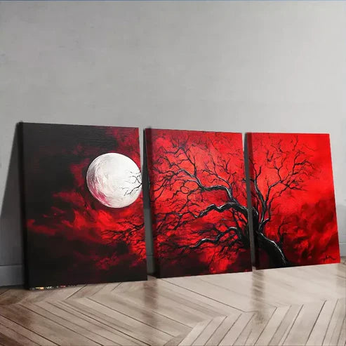 3pcs Tree and Moon Wall Art Canvas Unframed - High Quality Print 100% Australian Made Wall Canvas