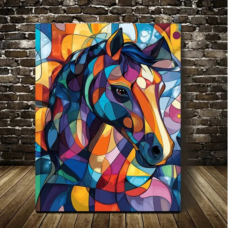Beautiful Abstract Art Horse Pattern Painting 40x60cm Metal Print Ready to Hang - Bella Home Decor