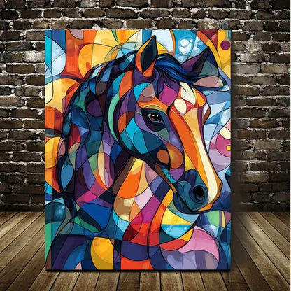 Beautiful Abstract Art Horse Pattern Painting 40x60cm Metal Print Ready to Hang - Bella Home Decor