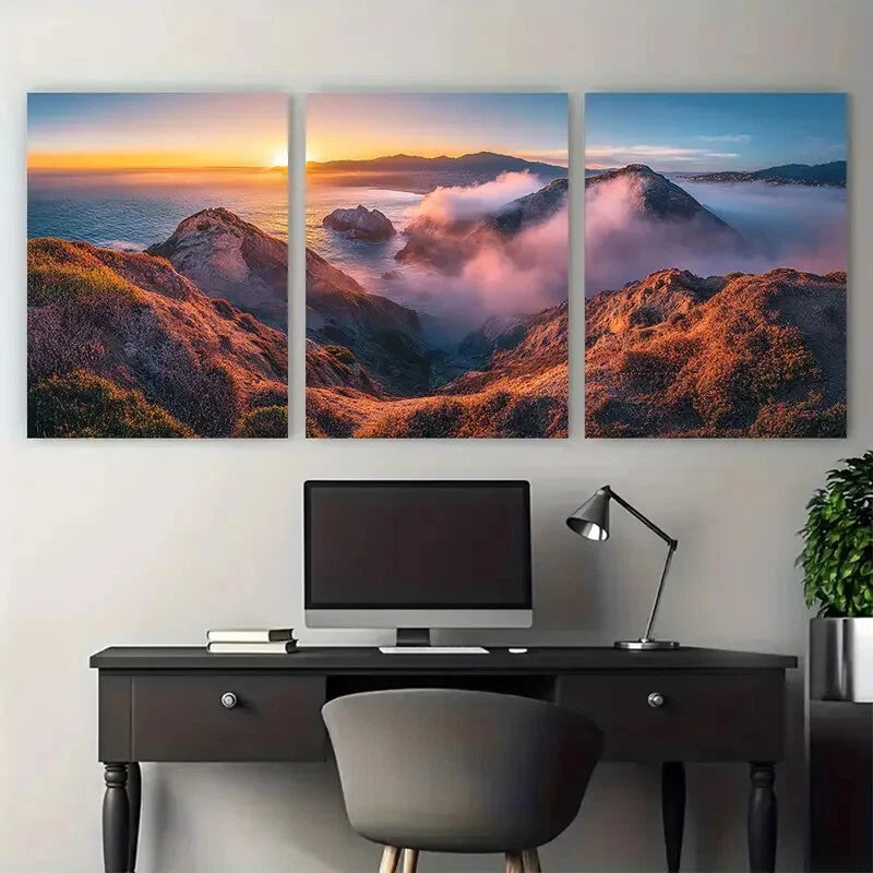 3pcs Marin County Sausalito Sunset Metal Print Ready to Hang Art - Bella Home Decor