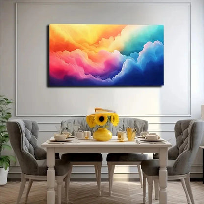 Dynamic Shapes Vibrant Clouds Wall Art Canvas Office Home Room Framed 120x60cm