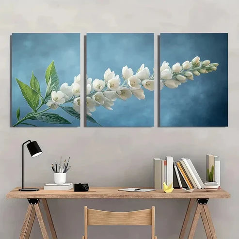3pcs Baptistic Aesthetic Flower Pastel Wall Art Canvas Unframed - High Quality Print 100% Australian Made Wall Canvas - Bella Home Decor