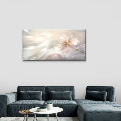 Flowers White Abstract Wall Art Canvas Office Home Room Framed 120x60cm