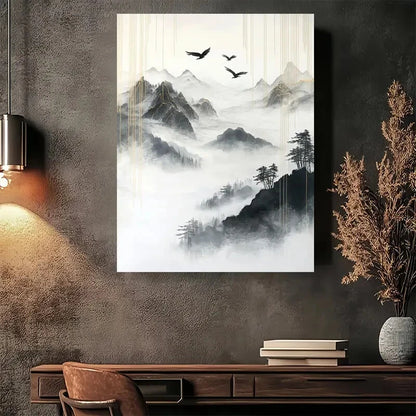 Beautiful Modern Abstract Landscape Mountain Painting 40x60cm Metal Print Ready to Hang - Bella Home Decor
