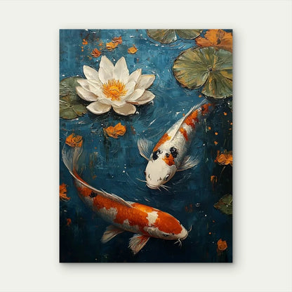 Tranquil Koi Fish & for Lotus Pond Metal Print Ready to Hang