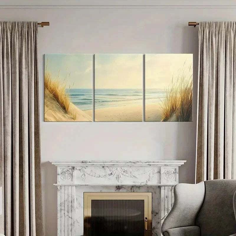 3pcs Beach Sunset Coastal Landscape Ocean Waves Metal Print Ready to Hang Art - Bella Home Decor