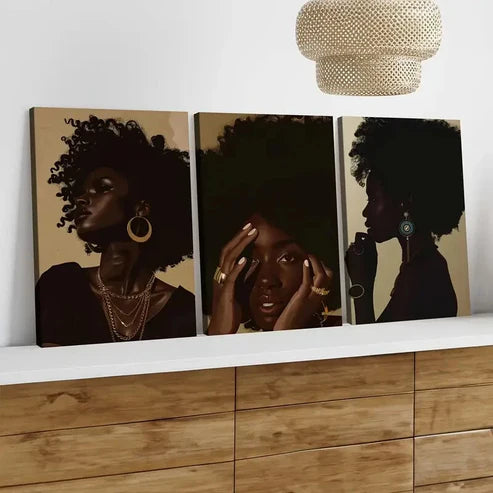3pcs Modern Art Luxurious Stylish Glamour Figure Wall Art Set Canvas Unframed - High Quality Print 100% Australian Made Wall Canvas - Bella Home Decor