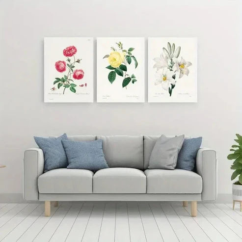 3pcs Colorful Flowers Nature-Inspired Wall Art Canvas Unframed - High Quality Print 100% Australian Made Wall Canvas - Bella Home Decor