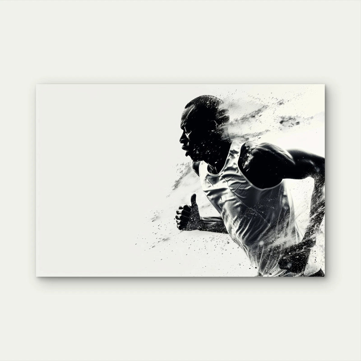 Black and White Running Athlete 5mm thick Plastic Poster Ready to Hang 90x60cm