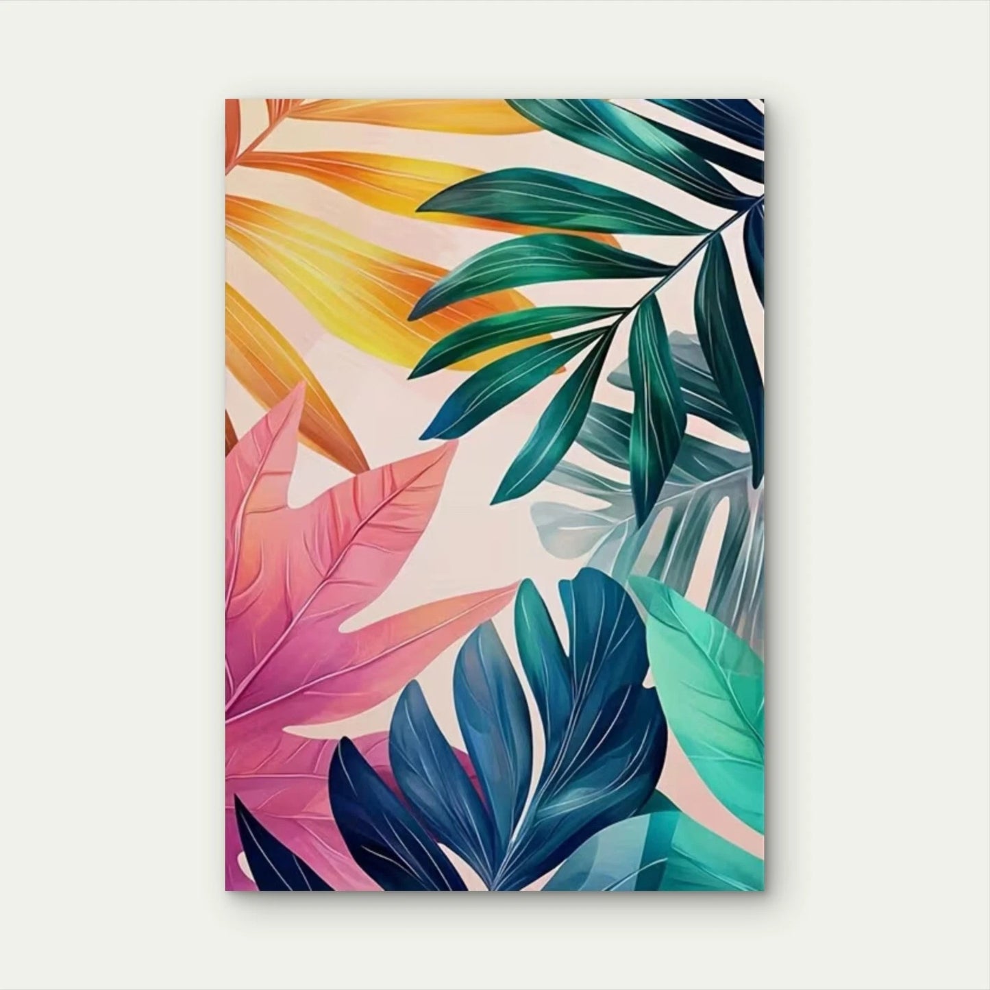 Vibrant Colorful Tropical Leaves Metal Print Ready to Hang