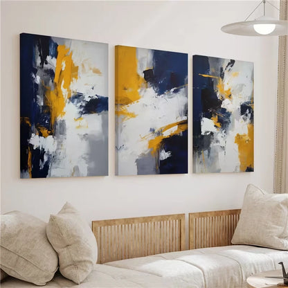 3pcs Blue, White and Grey Abstract Wall Art Set Canvas Framed 60x90cm - High Quality Print 100% Australian Made Wall Canvas Ready to Hang