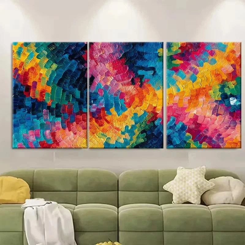 3pcs Bright Wall Art Colorful Abstract Painting Wall Art Set Canvas Framed 60x90cm - High Quality Print 100% Australian Made Wall Canvas Ready to Hang - Bella Home Decor