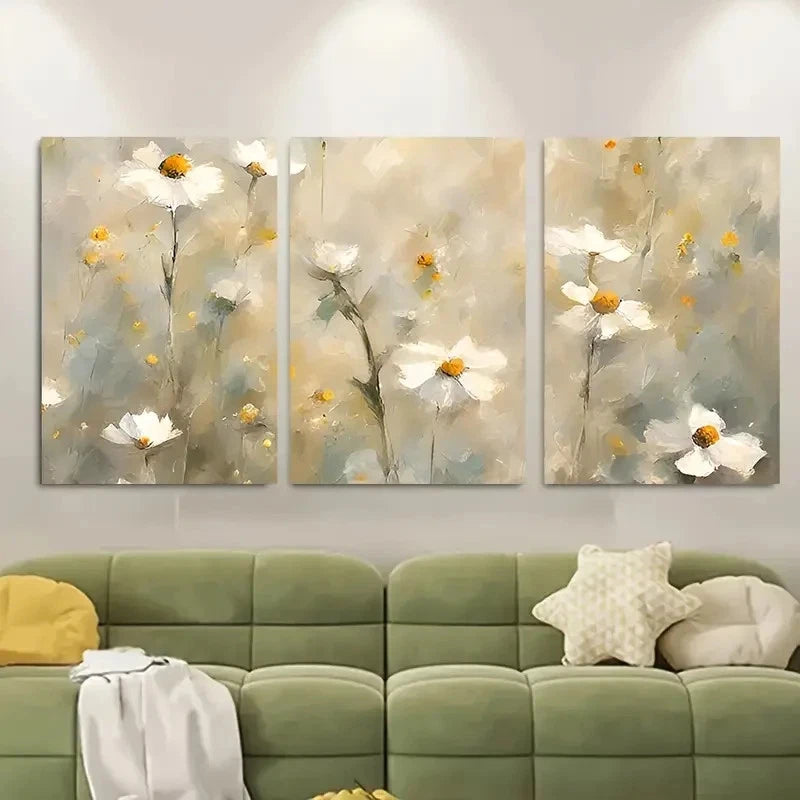 3pcs Rustic Daisy Wildflower Metal Print Ready to Hang Art