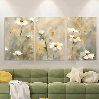 3pcs Rustic Daisy Wildflower Metal Print Ready to Hang Art