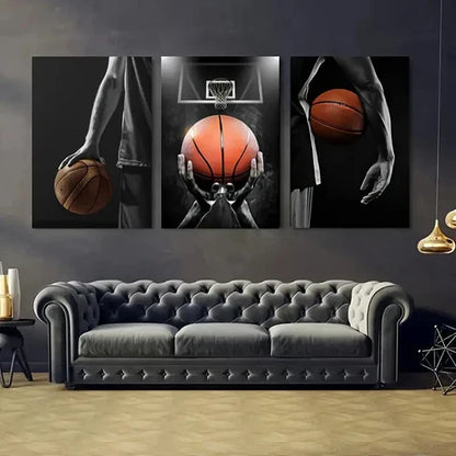 3pcs Modern Basketball Sport Theme Wall Art Set Canvas Unframed - High Quality Print 100% Australian Made Wall Canvas