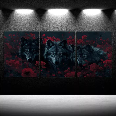 3pcs Wolf Family Canvas Framed  60x90cm - High Quality Print 100% Australian Made Wall Canvas Ready to Hang