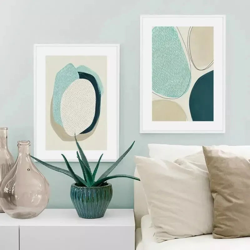 2 set of Abstract Green Circle Wall Art Canvas Framed 50x75cm - High Quality Print 100% Australian Made Wall Canvas Ready to Hang - Bella Home Decor