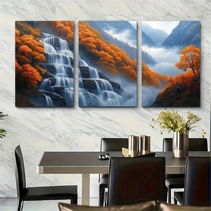 3pcs Misty Mountain Landscape Nature Perfect Wall Art Set Canvas Framed 50x70cm - High Quality Print 100% Australian Made Wall Canvas Ready to Hang
