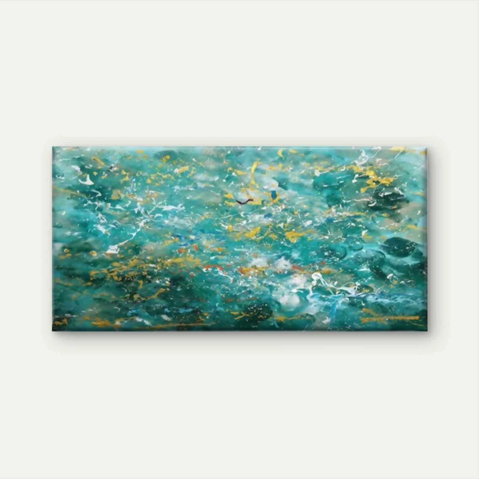 Abstract Teal Blue Green Wall Art Canvas Office Home Room Framed 120x60cm - Bella Home Decor