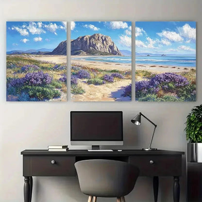 3pcs Morro Strand State Bay State Beach Travel Wall Art Set Canvas Framed 40x60cm - High Quality Print 100% Australian Made Wall Canvas Ready to Hang