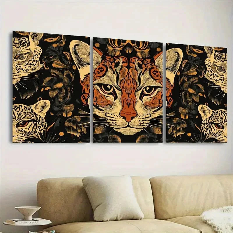 3pcs Featuring Two-Dimensional Wall Art Set Canvas Framed 50x70cm - High Quality Print 100% Australian Made Wall Canvas Ready to Hang
