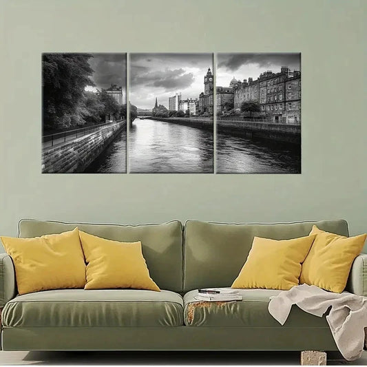 3pcs Black And White Painterly Perfect Wall Art Set Canvas Framed 60x90cm - High Quality Print 100% Australian Made Wall Canvas Ready to Hang