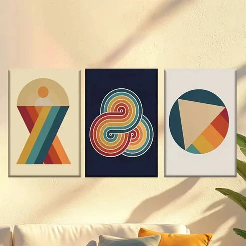 3pcs painting with geometric design Wall Art Set Canvas Unframed - High Quality Print 100% Australian Made Wall Canvas