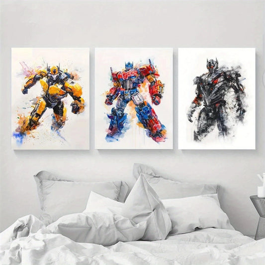 3pcs Watercolor Transformer Dormitory Decoration Metal Print Ready to Hang Art