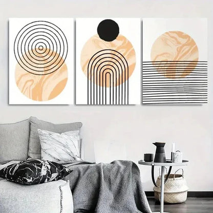 3pcs Minimalist Geometric Circles Wall Art Set Canvas Unframed - High Quality Print 100% Australian Made Wall Canvas