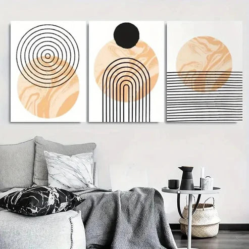 3pcs Minimalist Geometric Circles Wall Art Set Canvas Unframed - High Quality Print 100% Australian Made Wall Canvas