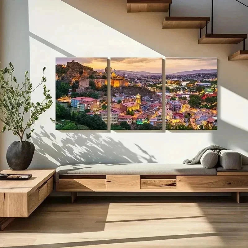 3pcs Georgia Landscape Travel Modern Wall Art Set Canvas Framed 60x90cm - High Quality Print 100% Australian Made Wall Canvas Ready to Hang - Bella Home Decor