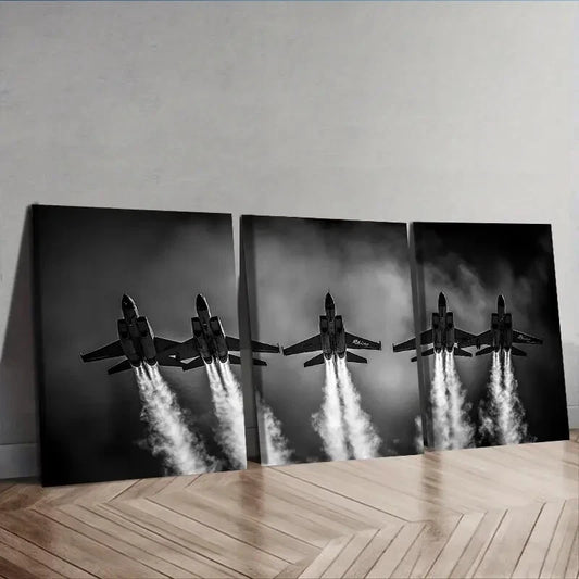 3pcs The jet plane is in the sky Wall Art Set Canvas Framed 40x60cm - High Quality Print 100% Australian Made Wall Canvas Ready to Hang