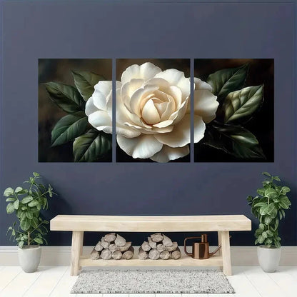 3pcs Elegant White Gardenia Art Print Metal Print Ready to Hang Art