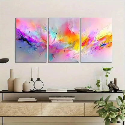 3pcs Abstract Colorful Digital Art Background Metal Print Ready to Hang Art - Bella Home Decor