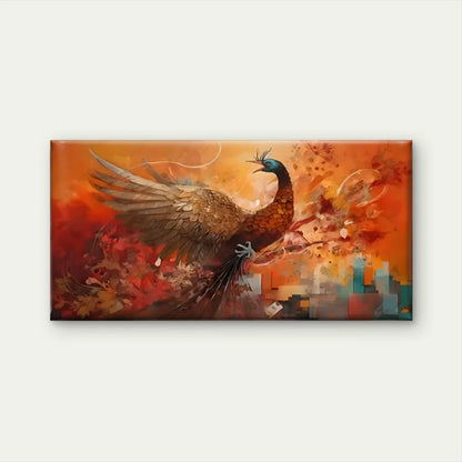 Peacock Abstract Colorful Wall Art Canvas Office Home Room Framed 120x60cm
